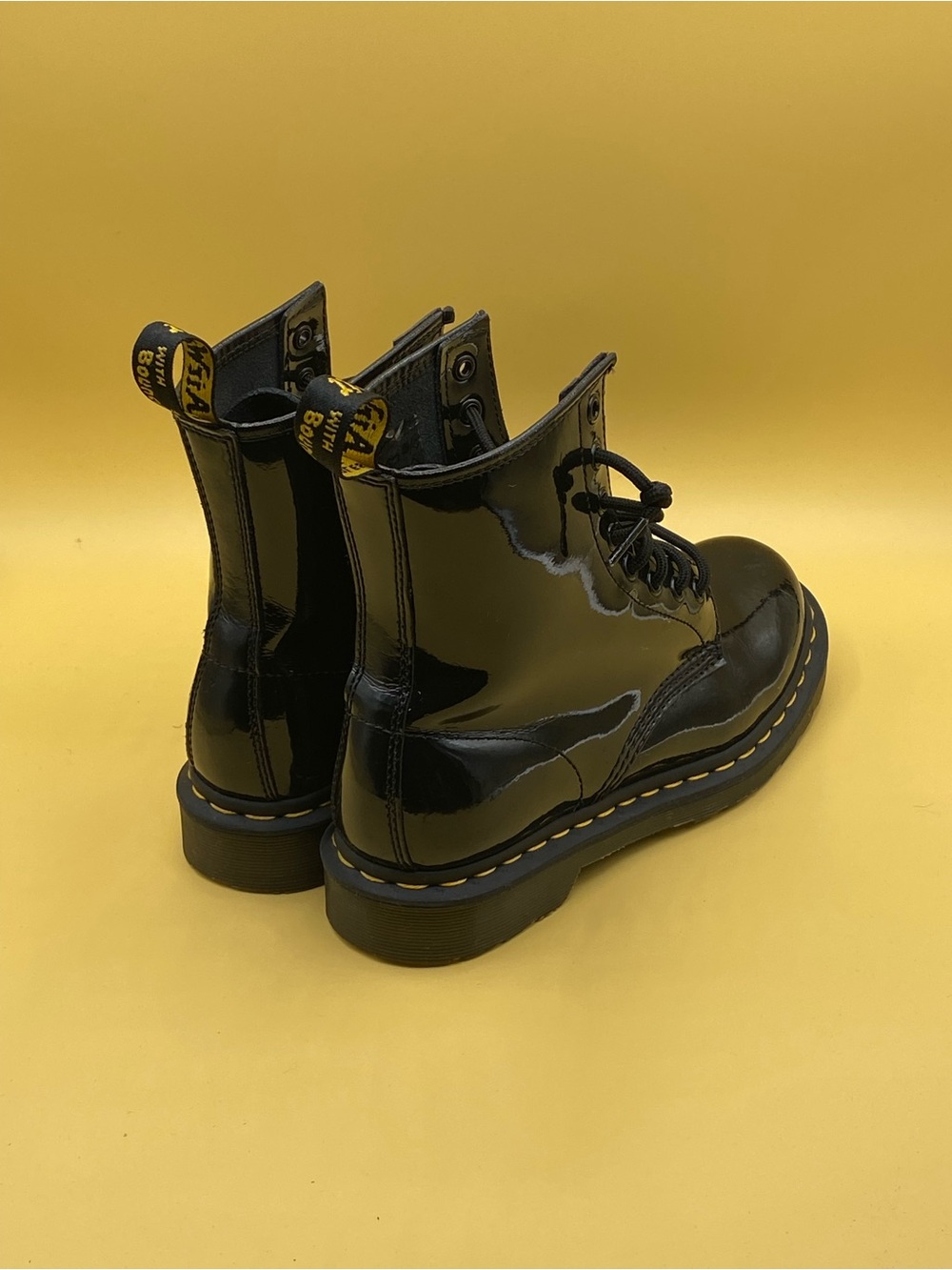 Dr. Martens Black Patent Leather 8-Eye Lace-Up Combat Boots - Picture 4 of 4